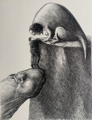 Roland Topor - litho - 'Aidé' - 1979 (Prent 190 - Serie 11A) kopen? Bied vanaf 100!