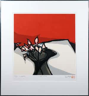 Fon Klement - Boardsnede, Vase noir - Ingelijst verkocht voor € 80!