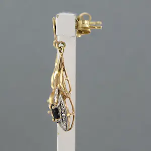 14k bicolour gouden oorbellen met saffier en diamant kopen? Bied vanaf 90!