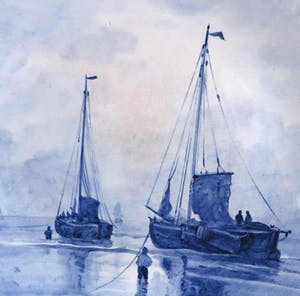 Porceleyne Fles - Prachtig aardwerken bord, ontworpen door Joost Thooft, naar Mesdag kopen? Bied vanaf 100!