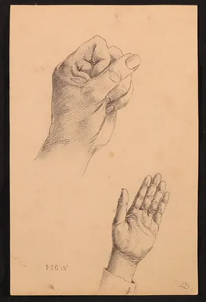 Niet of onleesbaar gesigneerd - Potloodtekening, Studie van twee handen kopen? Bied vanaf 1!