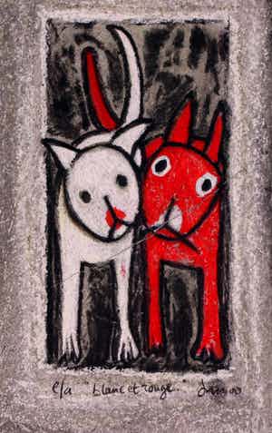 Hans Innemee - ingelijste zeefdruk: blanc et rouge - 2000 verkocht voor € 99!