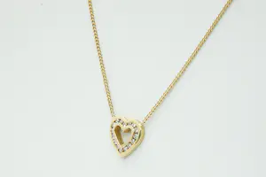 117 - 18krt geelgouden choker met diamanten harthanger ca0.15crt briljant kopen? Bied vanaf 160!