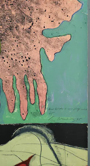 Corneille - 'Au bord d'une plage noire' -gesigneerde ingelijste litho kopen? Bied vanaf 129!