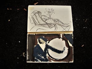 Gerard Schaperkotter - zijn schetsboek jaren 60 in olieverf-inkt en potlood - div. voorstellingen kopen? Bied vanaf 28!