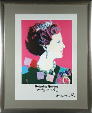 Andy Warhol - Gesigneerd affiche, Queen Margrethe II of Denmark - Reigning Queens - Ingelijst kopen? Bied vanaf 1!