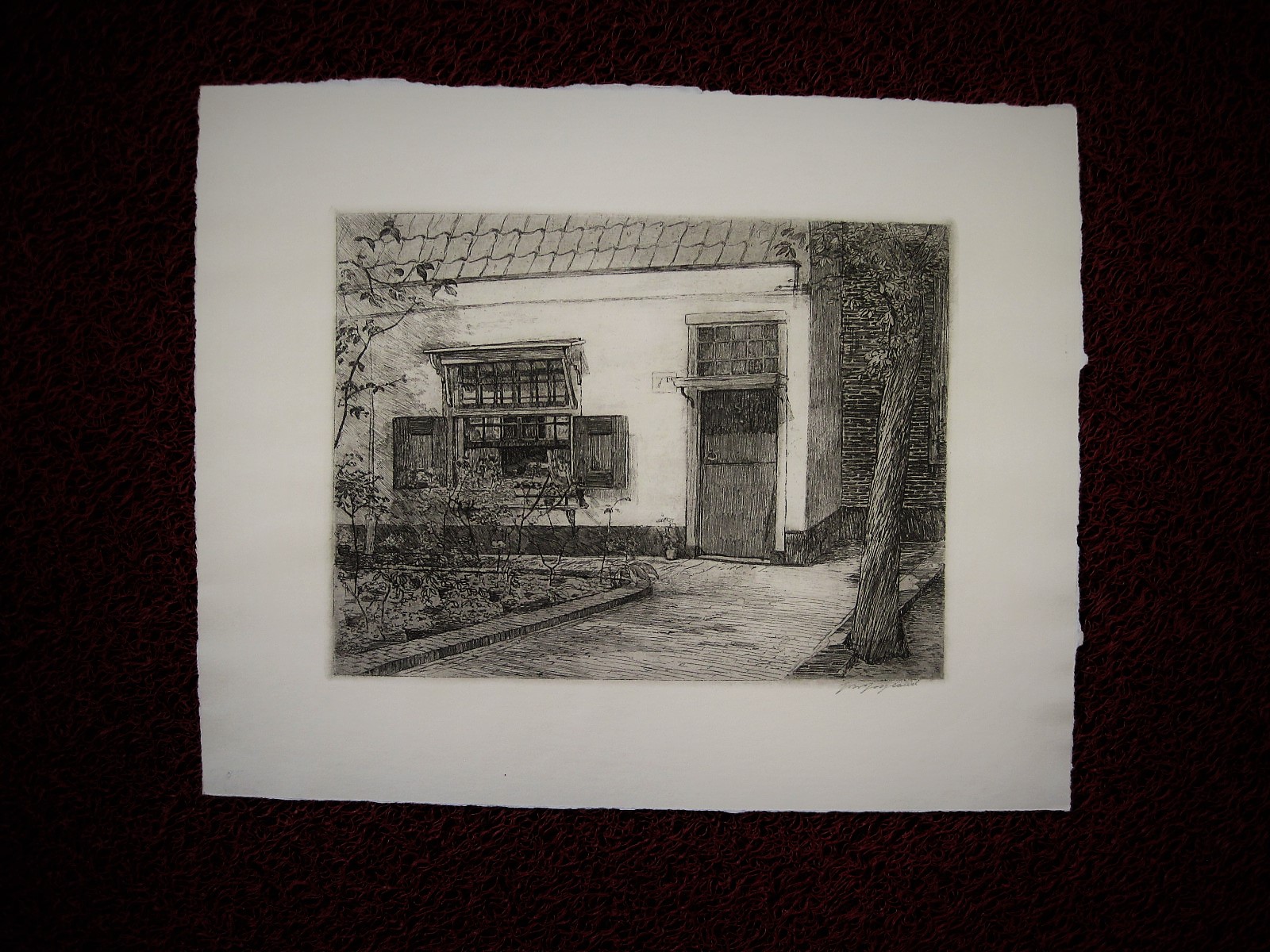 Johannes Josseaud - Mooie ets "Haarlem Hofje Heijthuijsen" gesigneerd ca 1920 kopen? Bied vanaf 1!