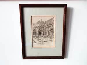Niet of onleesbaar gesigneerd - Ets Kloostergang Domkerk te Utrecht verkocht voor € 1!