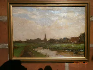 Jan Hendrik Weissenbruch - Polderlandschap met dorpsgezicht kopen? Bied vanaf 520!