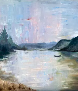 Buy Marie Louise Ogier - Landschaft mit See und Boot - ca. 1960 - XXL? Bid from 500!