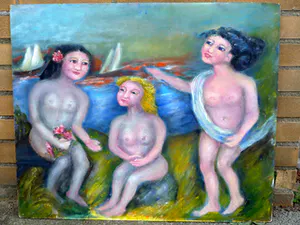 Niet of onleesbaar gesigneerd - 5 schilderijen, mogelijk met titels maar niet bekend bij mij kopen? Bied vanaf 1!