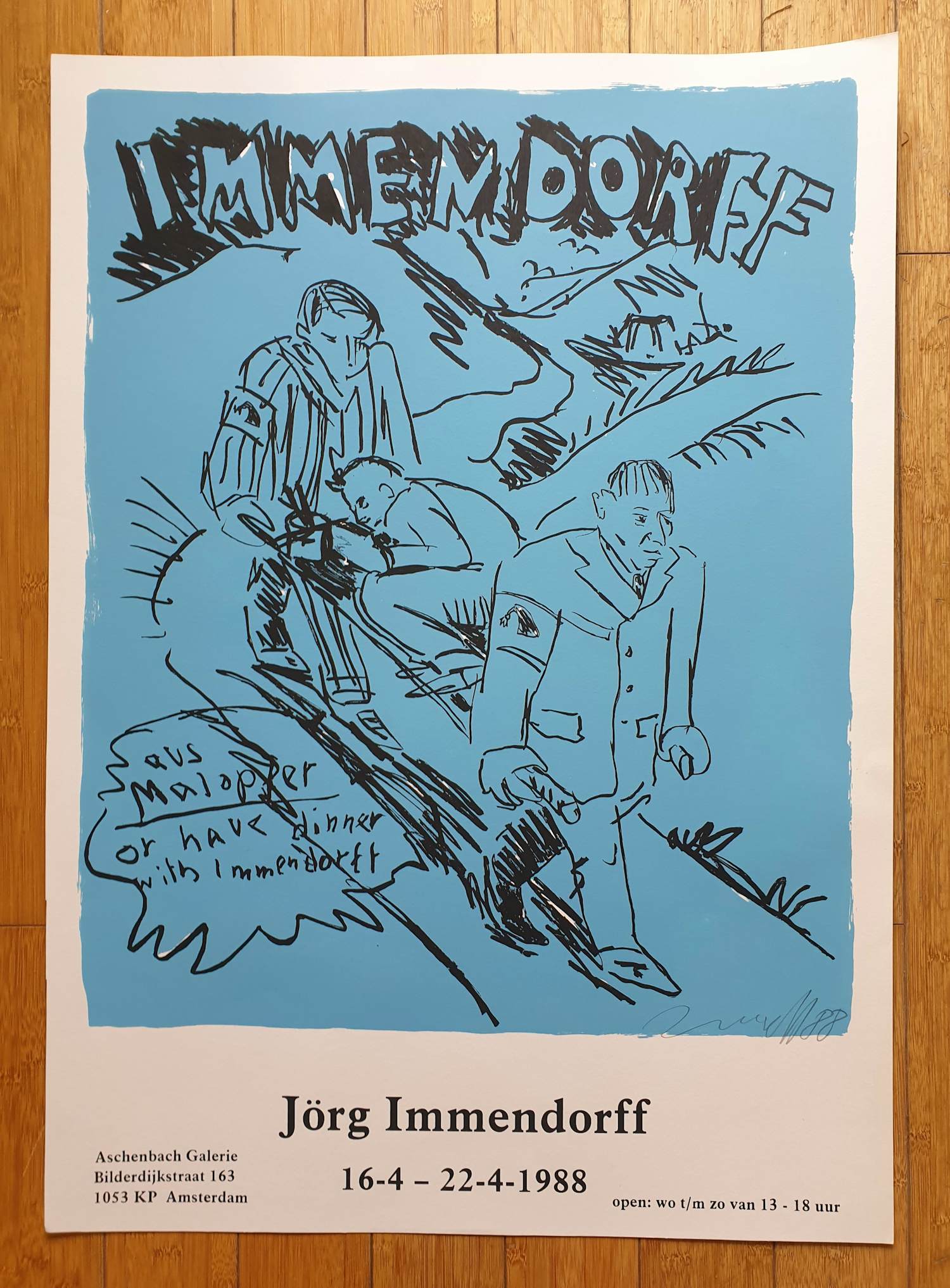 Jörg Immendorff - "Aus Malopfer or have dinner with Immendorff" - Gesigneerde litho - 82 x 58 kopen? Bied vanaf 75!
