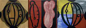 Piet Warffemius - gemengde techniek op doek | Drieluik zonder titel | 1992 verkauft für € 350!
