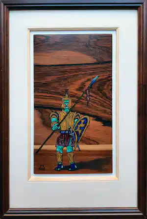 Ed Müller - Chinees aquarel op hout - INGELIJST - EM36 verkauft für € 35!