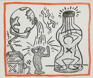 Keith Haring - Zeldzame litho uit het portfolio Against all odds - Ingelijst kopen? Bied vanaf 1!