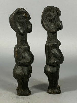 Baule - 201020 - Very Old and Rare Tribal used African 2 Baule figure - Iv. Coast. kopen? Bied vanaf 65!