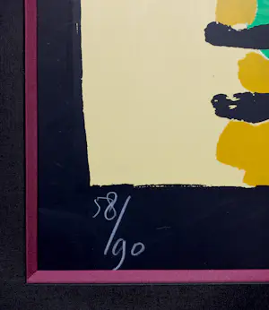 Karel Appel - Zwarte rand, zeefdruk (mooi ingelijst, groot) kopen? Bied vanaf 1600!