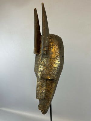 Makonde - 210866 - Tribal used African Markha and brass face - Mali. kopen? Bied vanaf 45!