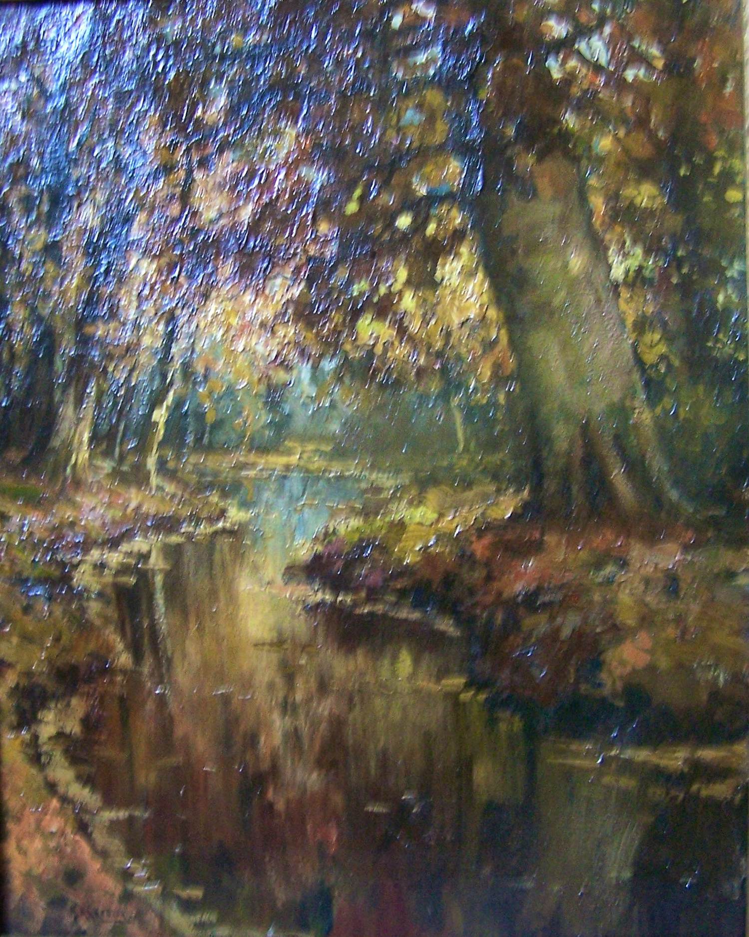 Henk Welther - Bosgezicht met water . verkocht voor € 70!