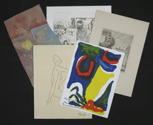 Niet of onleesbaar gesigneerd - Lot van 5 werken op papier kopen? Bied vanaf 1!