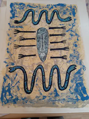 Bettina Lopetro - Zeefdruk, titel, "Fork" kopen? Bied vanaf 30!