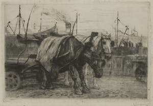 Waalko Jans Dingemans (sr.) - Ets, Paarden voor kar - Ingelijst kopen? Bied vanaf 1!