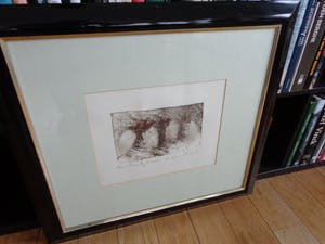 Anton Heyboer - ABSTRACTIE / ZW-W + RODE ETS / 65x71cm / KADER / SIG kopen? Bied vanaf 75!