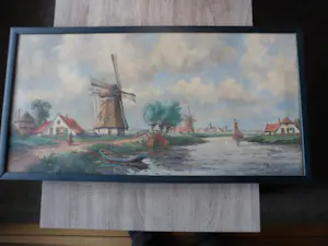 Niet of onleesbaar gesigneerd - Schilderij, Landschap met molens. kopen? Bied vanaf 1!