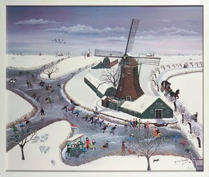 Jannie Kuiper - Artprint, Papiermolen 'De Schoolmeester' - Ingelijst kopen? Bied vanaf 50!