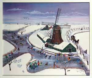 Jannie Kuiper - Artprint, Papiermolen 'De Schoolmeester' - Ingelijst verkocht voor € 50!