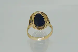 85-  Klassiek model 18krt gouden ring met ovalen lapis lazuli edelsteen kopen? Bied vanaf 100!