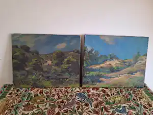 Klaas Pijlman - 2x Olieverf op doek , 2x Duinlandschap – 1947 vendu pour 50€ !