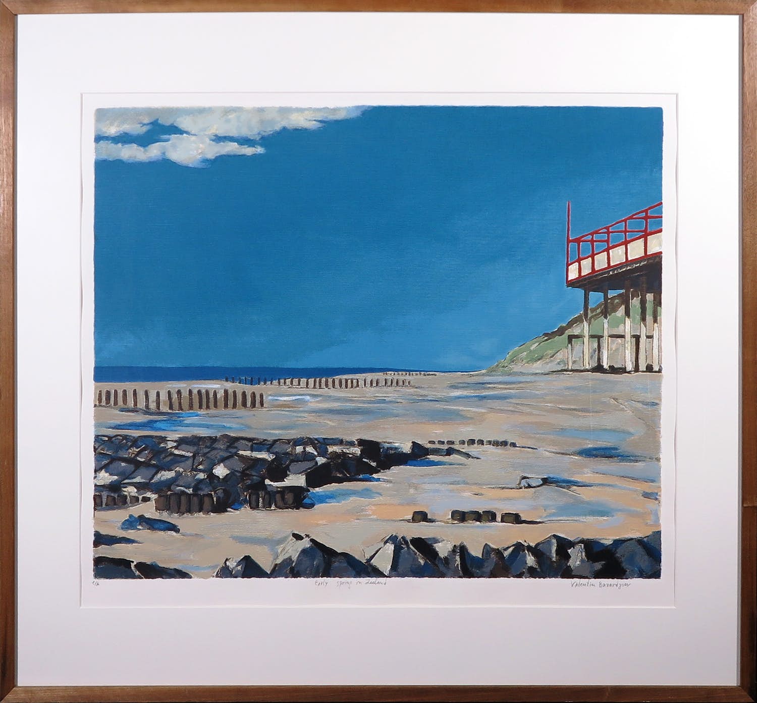 Valentin Bakardjiev - Zeefdruk, Early spring in Zeeland - Ingelijst verkocht voor € 40!