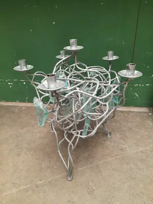 Brand van Egmond - Kandelaar gegalvaniseerd ijzer met glas kopen? Bied vanaf 200!