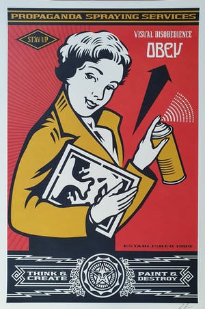 AcheterShepard Fairey - STAY UP GIRL - Gesigneerd? Enchérissez de 1!