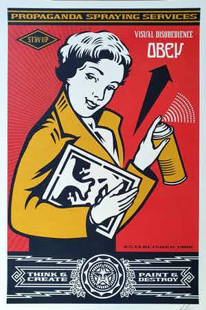 Shepard Fairey - STAY UP GIRL - Gesigneerd verkocht voor € 1!
