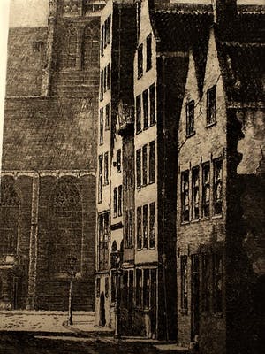 Niet of onleesbaar gesigneerd - Droge Naald Ets - Rotterdam Laurenskerk - omstreeks 1920 - gesigneerd kopen? Bied vanaf 1!