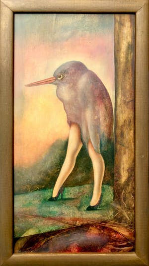 Johannes Garst - 5 Muze - surrealistisch werk - vogel met dames benen kopen? Bied vanaf 90!