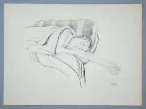 Walter Sauer - Jonge vrouw slaapt, 1930 - Offsetlithografie, gesigneerd kopen? Bied vanaf 100!