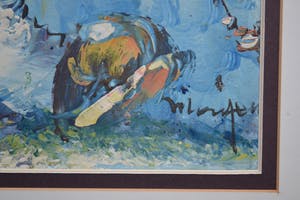 Niet of onleesbaar gesigneerd - Clown met parasol en bloem - Olieverf - Gesigneerd kopen? Bied vanaf 1!