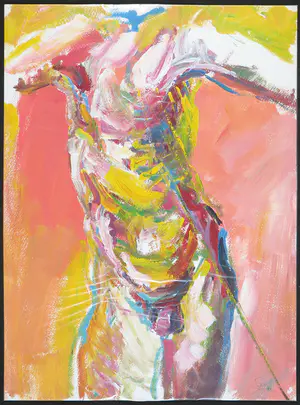 Franscz Witte - Gemengde techniek op papier, Mannelijk naakt kopen? Bied vanaf 1!