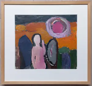 Gene Eggen - Figuur in zonnig landschap, olieverf op papier (netjes ingelijst) kopen? Bied vanaf 195!