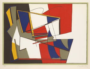 Richard Mortensen - Zeefdruk, Abstract geometrische compositie - Ingelijst kopen? Bied vanaf 100!