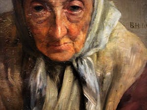 Niet of onleesbaar gesigneerd - Antiek 19e Eeuws olieverf portret van oudere Dame - met monogram kopen? Bied vanaf 10!