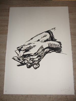Peter Klashorst - Litho. Gevouwen handen. kopen? Bied vanaf 35!