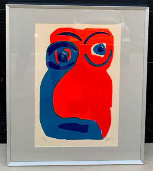 Karel Appel - Ingelijste kleurenlitho: Happy face - 1969 kopen? Bied vanaf 799!