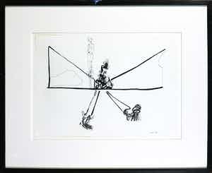 Rachid Ben Ali - Inkttekening, Zonder titel - Ingelijst verkocht voor € 1!