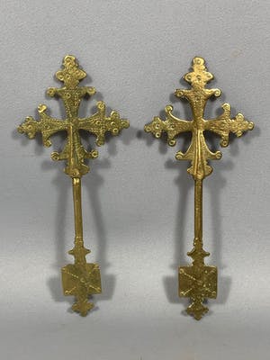 Dogon - two old Ethiopisch priest handcrosses - Ethiopia kopen? Bied vanaf 50!