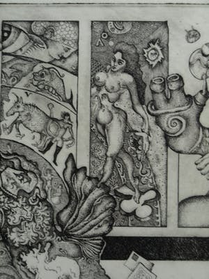 Ab Steenvoorden - Ets met blinddruk , Gemini – Surrealistische voorstelling, 1973 – 24 x 29½ cm kopen? Bied vanaf 1!