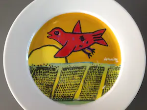 Corneille - Ontbijtservies met rode vogel kopen? Bied vanaf 12!